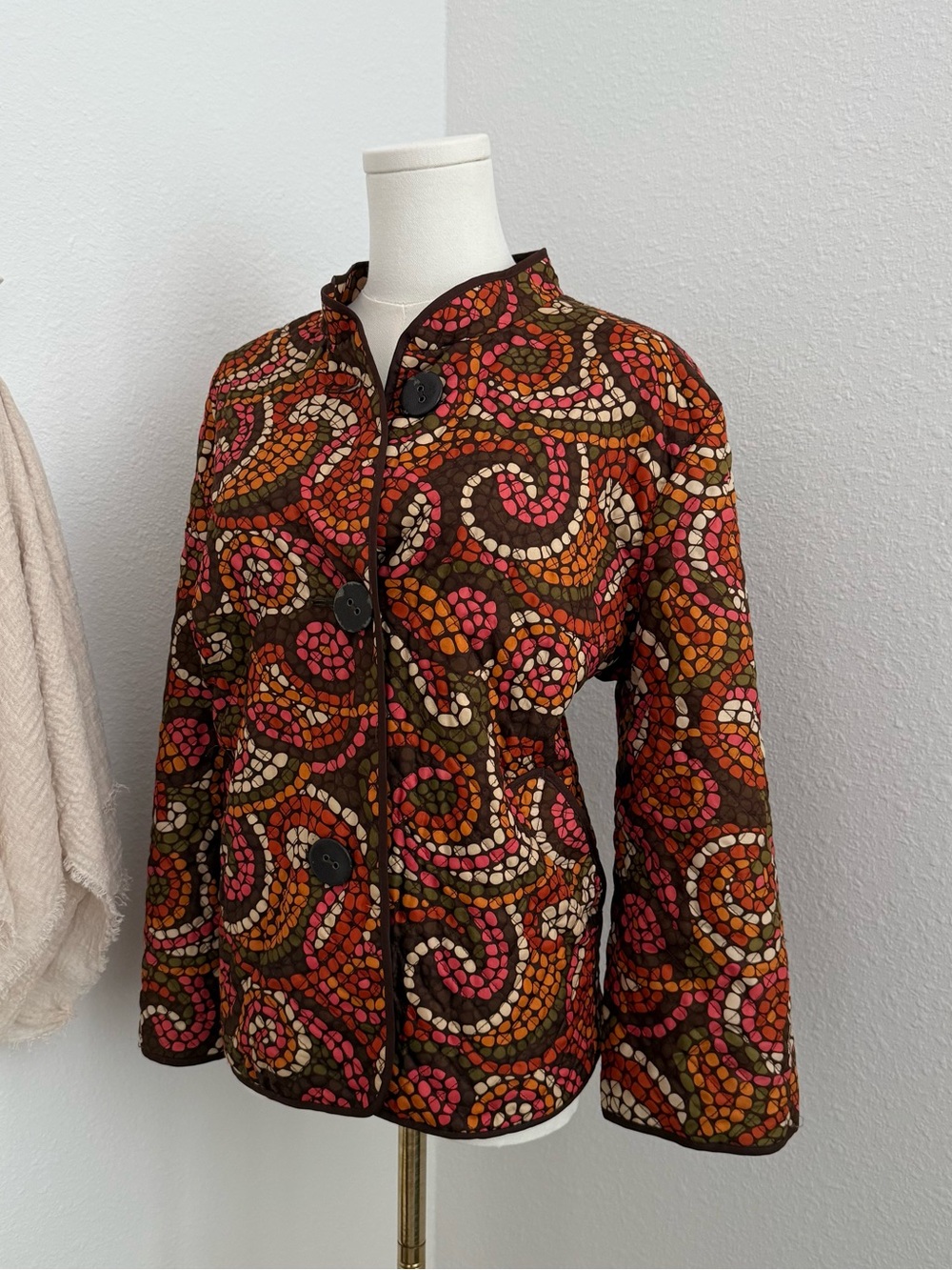 Ruby Rd. Size 18 Retro Psychedelic Quilted Jacket 70s Mod Paisley
